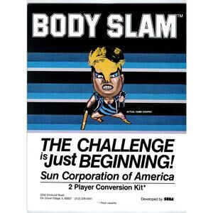 Body Slam Retro Video Arcade Game FLYER 1980's Original 8.5" x 11" Vintage 1986